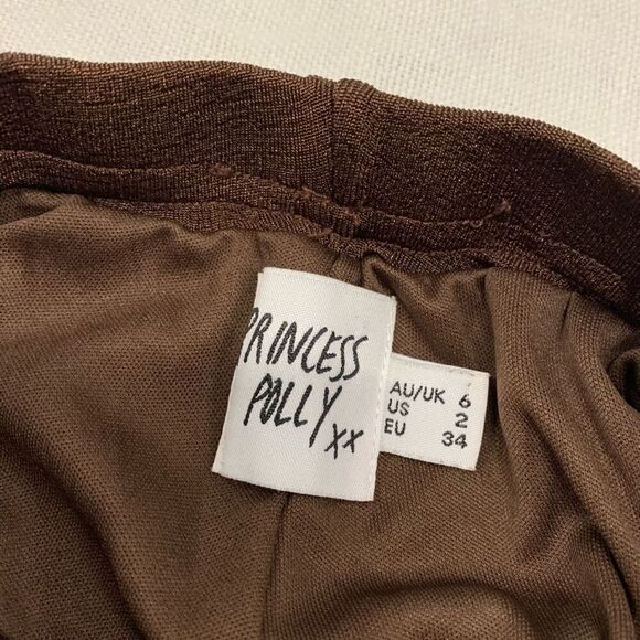 Princess Polly Sz 2 XS high waist brown lined knit flare pants 70s retro boho y2 - Picture 3 of 5